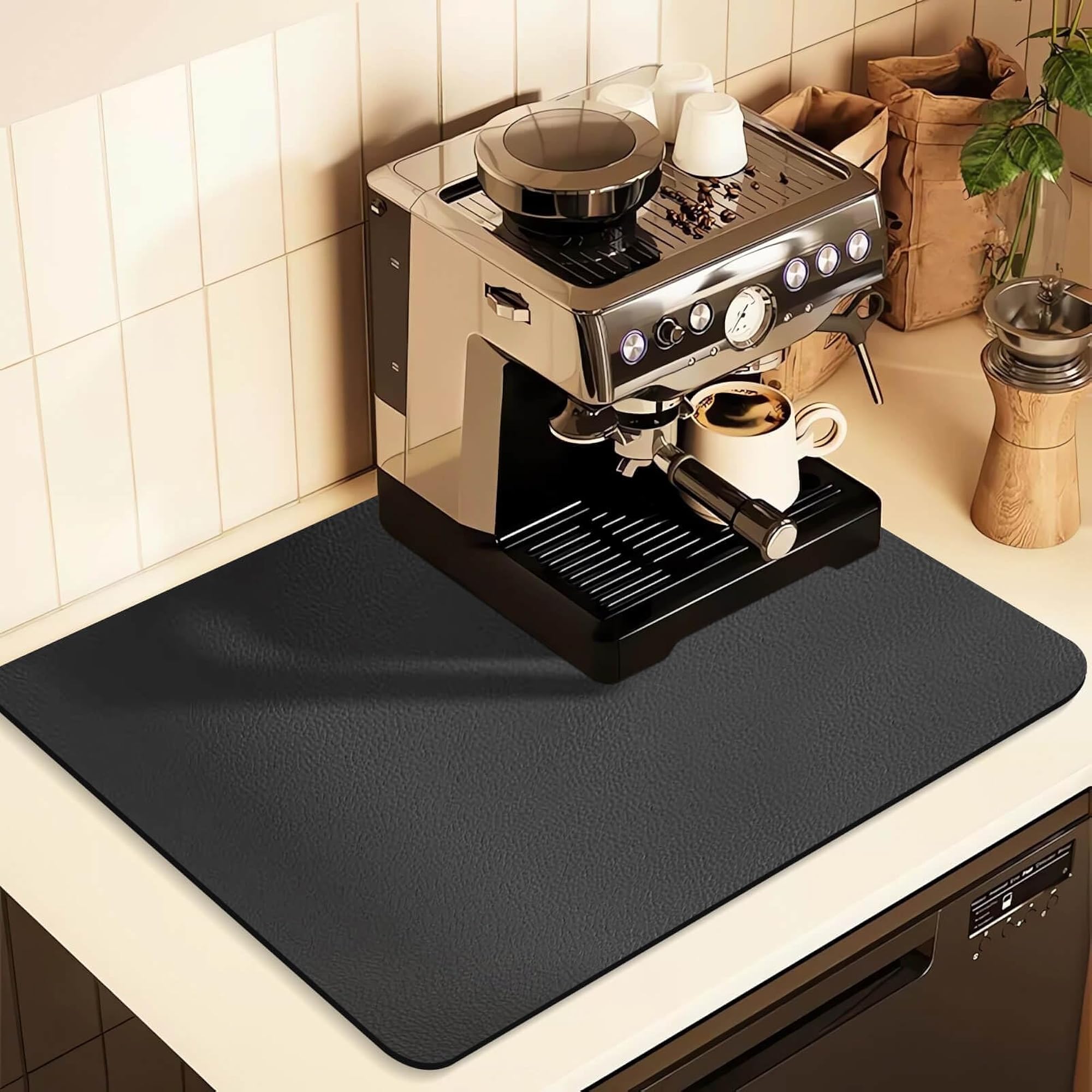 Coffee Mat for Countertops, Absorbent Rubber Mat